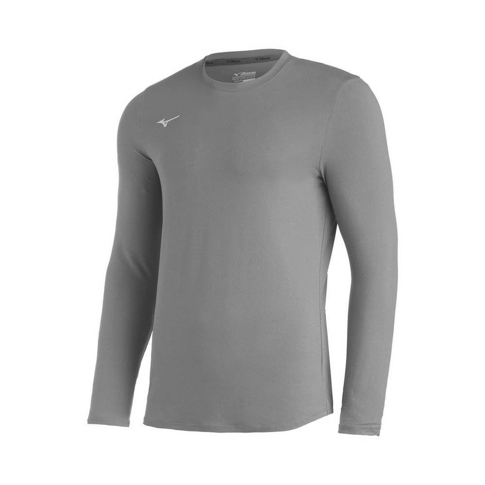 Mizuno Comp Diamond Long Sleeve Crew Férfi Futópóló Szürke MAS305682